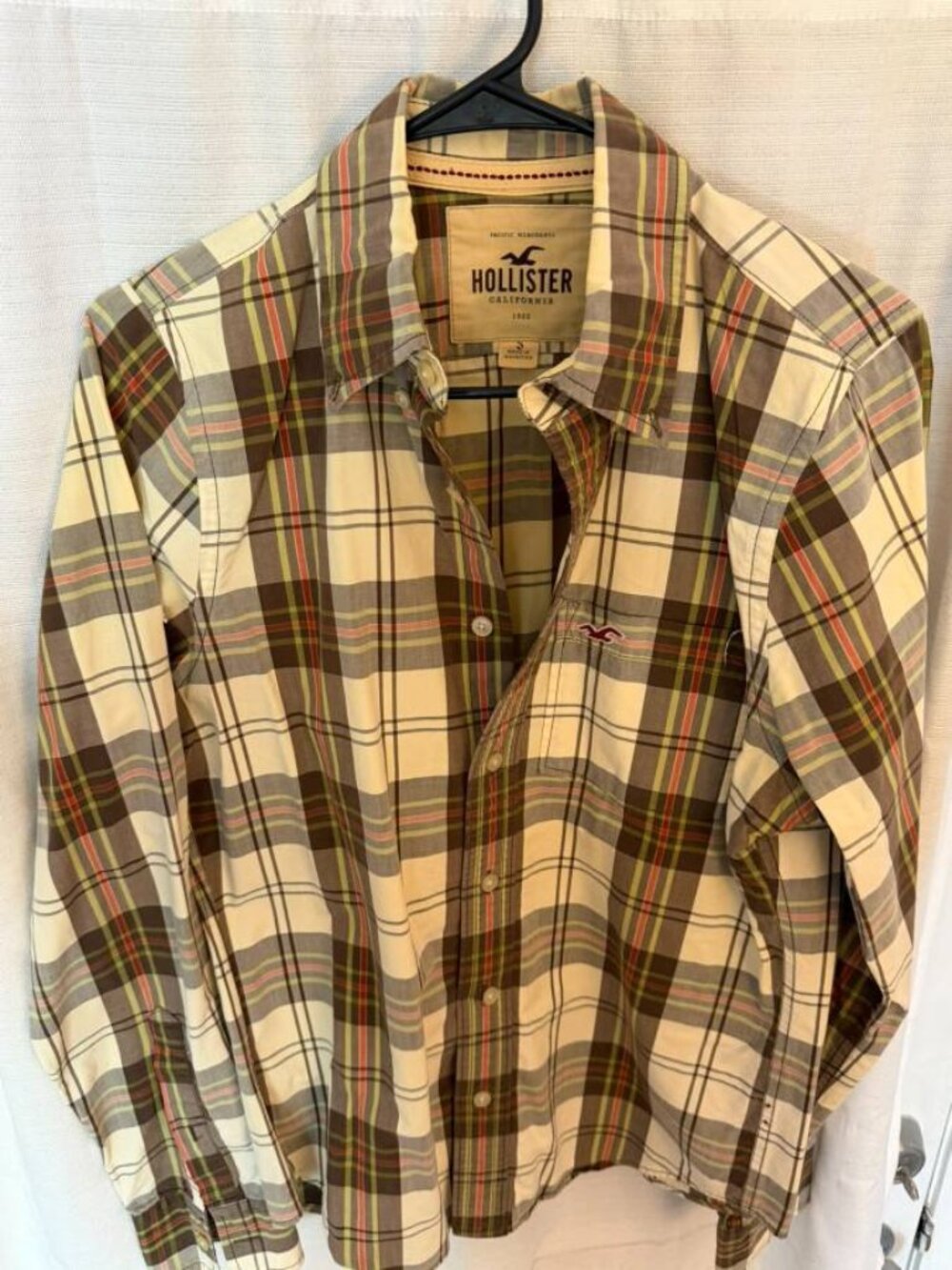 Abercrombie & Fitch - Plaid Shirt - Small - Brown w/ White Stripes